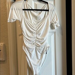 MOTF White Ruched Bodysuit